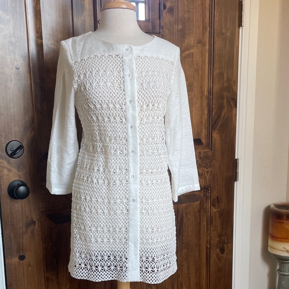 Elegant White Crochet Jacket
